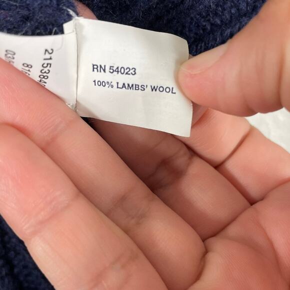 GAP Men's Navy Blue 100% Lambs Wool Sweater Sz XL Beige Fair Isle Mock Neck Zip - Picture 4 of 7